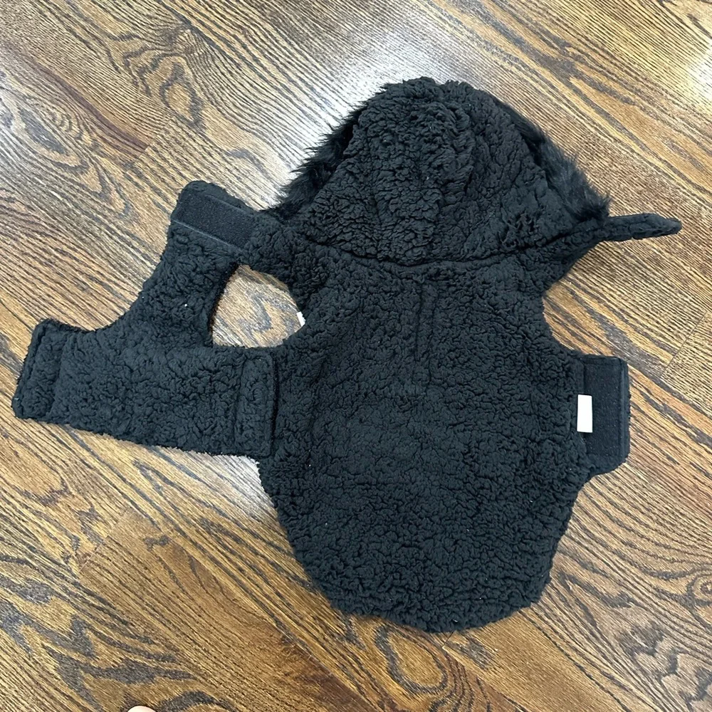 BNWT Frisco Medium Weight Faux Leather Dog Parka with Faux Fur Trimmed Hood